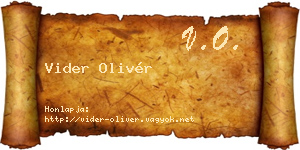 Vider Olivér névjegykártya